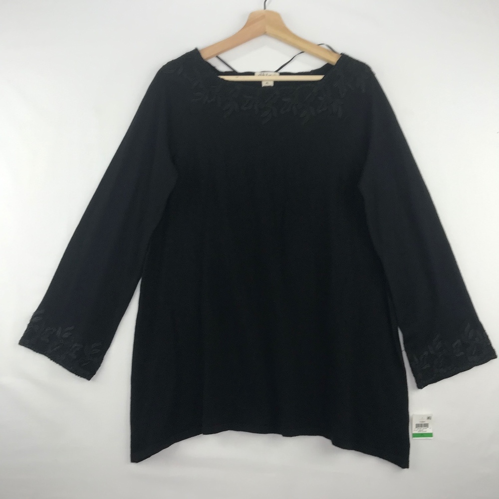 Style & Co Tunic Sweater with Lace Trim Black PL - Picture 3 of 7